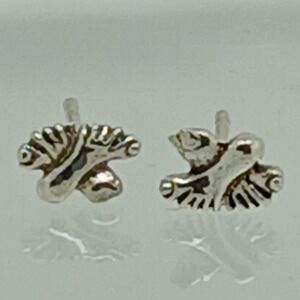 Vintage 90s Sterling Silver 925 Baby Feet Stud Earrings Tiny Footprint